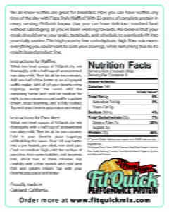 FitQuick Pizza Back Label