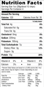 Protes Nutritional Label - 4 oz SC